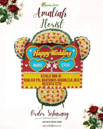 Karangan Papan Bunga Pernikahan di Nyalian